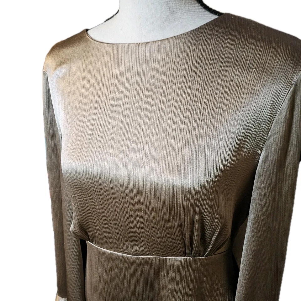 Love Riche Metallic Rose Bell Sleeve Mini Dress Women's SZ L 70's,Retro - Image 2 of 4