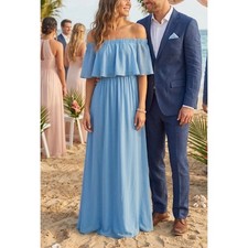 SHOW ME YOUR MUMU Coastal Blue Hacienda Maxi Dress Small