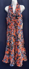 Evan Picone Dress Womens 12 Mango Multi Symphony Sleeveless Summer