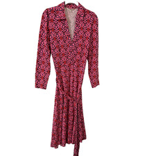 Boden Colourful Geometric Pinkl Belted Long Dress US 8P UK 14P