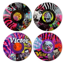 Records Wall Decor Horror Zombie 12" Pack 4 - for Dorm, BedroomDecor - EMO 