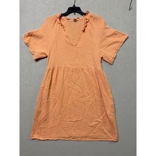 Old Navy Women Orange Double Gauze Ruffle V-Neck Empire Mini Dress Pockets S