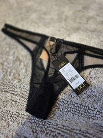  NWT  DITA VON TEESE THONG SHEER LACE BLACK WITCHERY SZ S   SEXY  NWT!!!  