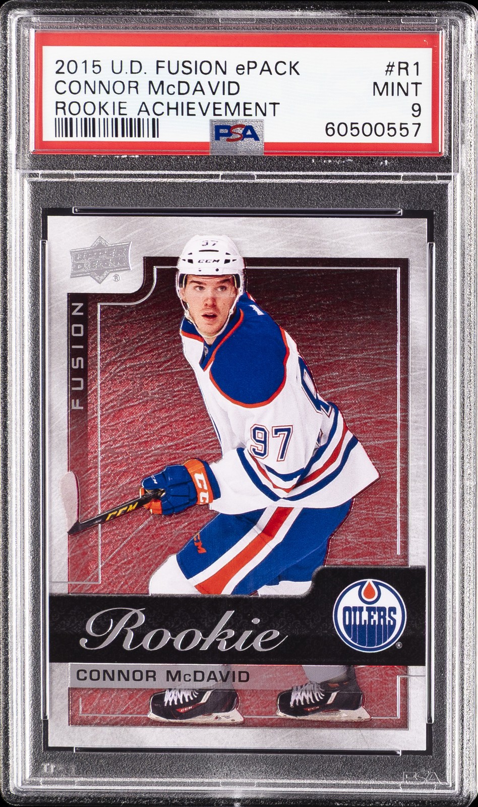 2015 UD FUSION EPACK ROOKIE ACHIEVEMENT #R1 CONNOR MCDAVID PSA 9