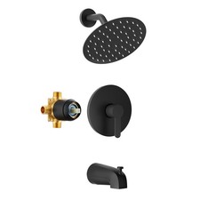 Tub Shower Faucet, Matte Black Shower Faucet Set with 8-Inch All-Metal Rainfa...