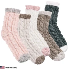 Womens Socks Winter 5 Pairs Cozy Fluffy Warm Footies Tribal Spirit Soft Knits