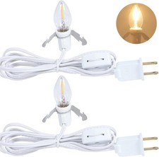 2 Pack 6FT Light Cord with LED Bulb Blow Mold Replacement C7 Clip Lamp Switch