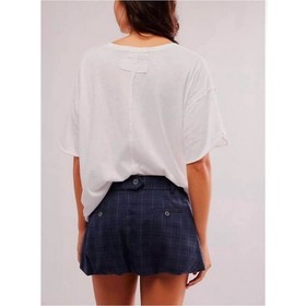 Free People 8 NWOT Saturn Bubble Mini Skirt Navy Plaid Preppy Academia Belted