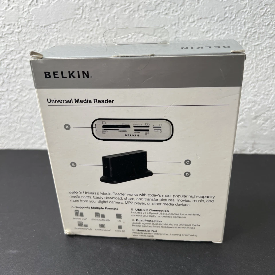 Belkin Universal Flashcard Media Reader - USB 2.0 - F4U003-WHT L20-33 SEALED - Image 4 of 4