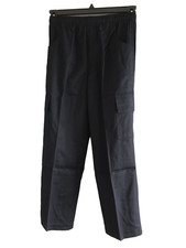 BNWT Mens Sz Small Navy Blue Elastic Waist Cargo Side Pocket Pants Trousers