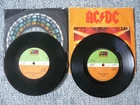 AC/DC ~ 2 X UK A1/B1 ETCHED 7" SINGLES ~ ROCK N ROLL DAMNATION & TOUCH TOO MUCH