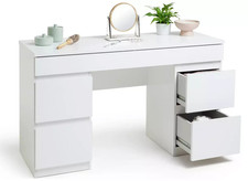 Home Jenson 5 Drawer Dressing Table Desk White Gloss (B GRADE 1021.)