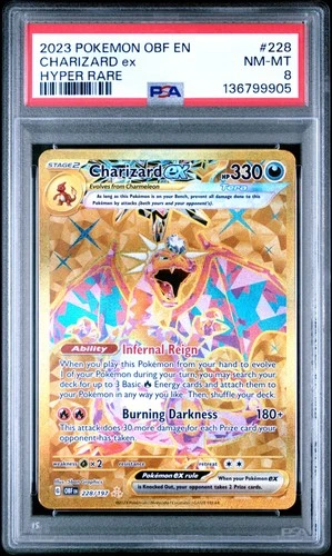 PSA 8 Charizard Ex Hyper Rare #228 2023 Pokemon Obsidian Flames 136799905