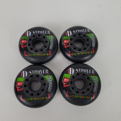 Kryptonics Street Hockey Wheels 72mm 81A D-Stroyers Black Set Of 4