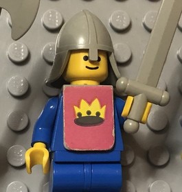 Lego Lot 3 Classic Yellow Castle Knights Minifigure Crown Sticker Vest Flag 1978