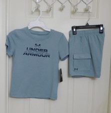 NWT 2pc Under Armour Blue Shirt Cargo Shorts Set sz 5 6 or 7