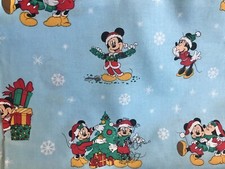 HALF YARD Disney Christmas Day Mickey Minnie Blue Cotton Fabric BTHY 18x44