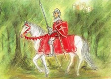 Postcard Marjan van Zeyl "Knight" Illustration for Parcival MINT Unused