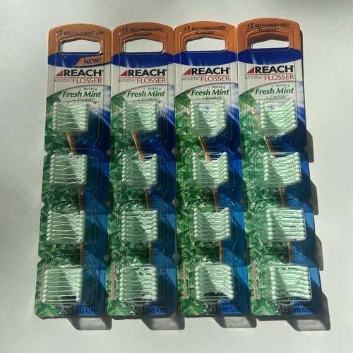 4 Stück Reach Access Zahnseide Nachfüllpackungen mit frischen Minze Kristallen 28 Kt x4 (112 Insgesamt)