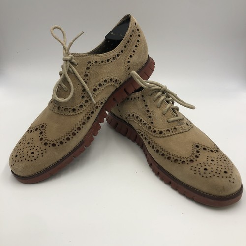 Cole Haan Zerogrand Men’s Sz 9.5M Wingtip Oxford Dress Casual Shoes C12979 Beige