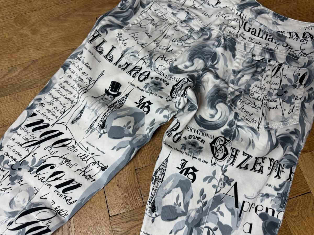 John Galliano ジョンガリアーノニュースペーパーGジャン John Galliano Rare Gazette Newspaper Print Jeans | eBay