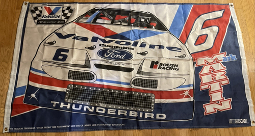 Vintage 1990s Mark Martin Roush Racing #6 Valvoline Ford 3x5 Flag NASCAR - Picture 2 of 2