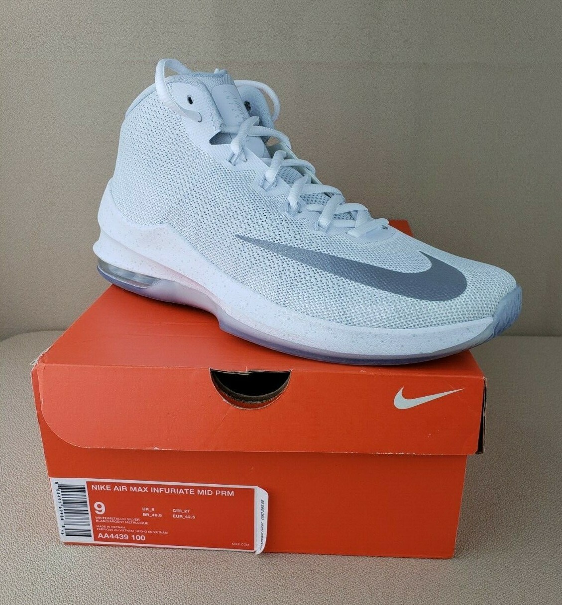 nike men's air max infuriate mid premium basketball shoes