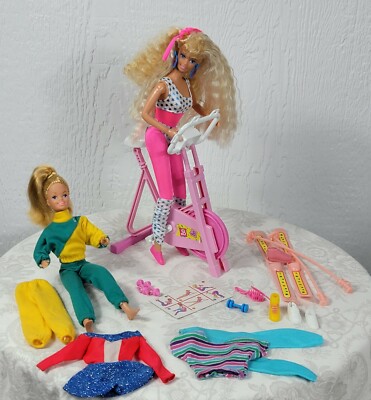 Vintage Barbie Exercise Stationary Bike Bicycle Skis Workout