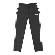 Image of Mens Lonsdale Stripe Woven Open Hem Tracksuit Jogging Bottoms Joggers - Black