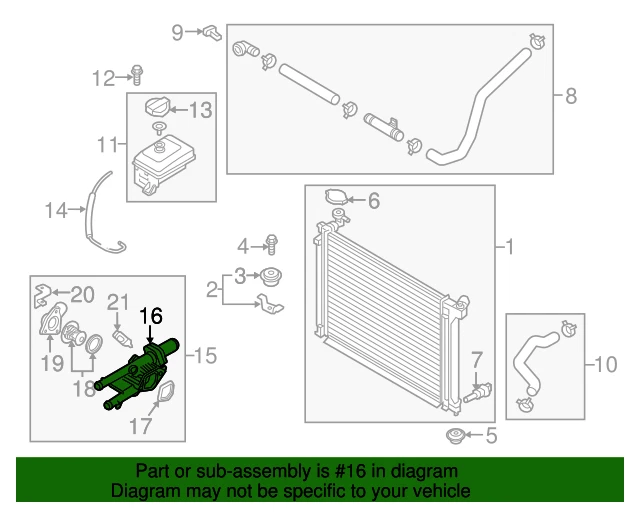 ⭐GENUINE⭐ Thermostat Housing for 2015-20 Santa Fe Sonata Optima 2.4L 256202GGA5 Foto 4 de 4
