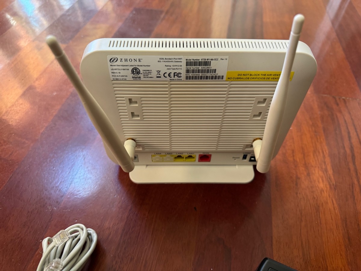 Zhone 6729-W1-NA-0CC Wi-Fi 4 IEEE 802.11n ADSL2+, VDSL2 Modem