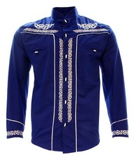 Charro Shirt Long Sleeve El Se or de los Cielos Camisa Charra Color Blue