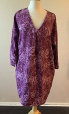 H Halston Purple V Neck 3/4 Sleeve  Shift Dress Size L