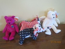 TY Beanie Babies-2000 Right  Lefty-Millennium Bear w/tags-Halo Bear 1998