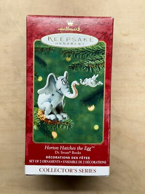 Vintage Hallmark Keepsake Ornament DR SEUSS HORTON HATCHES THE EGG 2001 SET