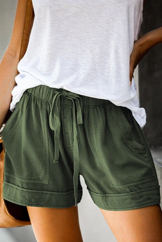 Damen Bermuda Kurze Hose Sommerhose Kordelzug Freizeithose Tasche Strandhose DE - Bild 27 von 38