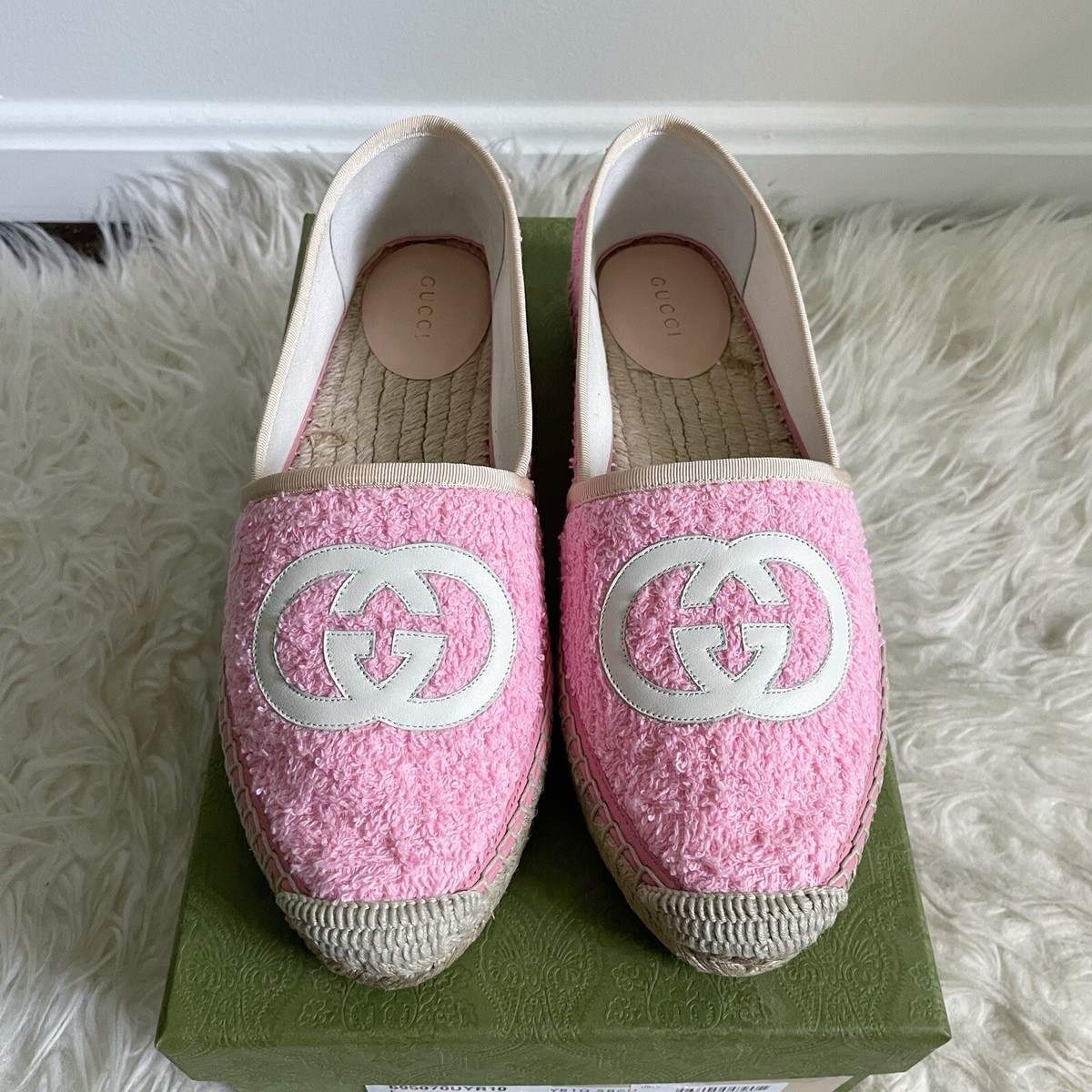 Gucci Interlocking G Pink Terry Espadrille size 39 NEW