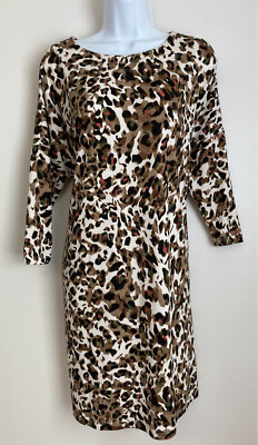Free People Savannah Knit Dress Animal Leopard Print Pockets Dolman Sleeve  S M L | eBay