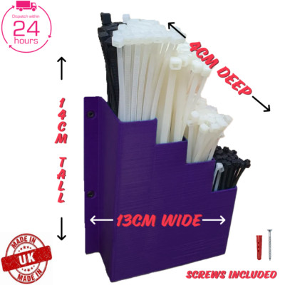 Lila Kabelbinder Halter Reißverschluss Krawatte Aufbewahrung Regal Wandhalterung Organizer Behälter UK