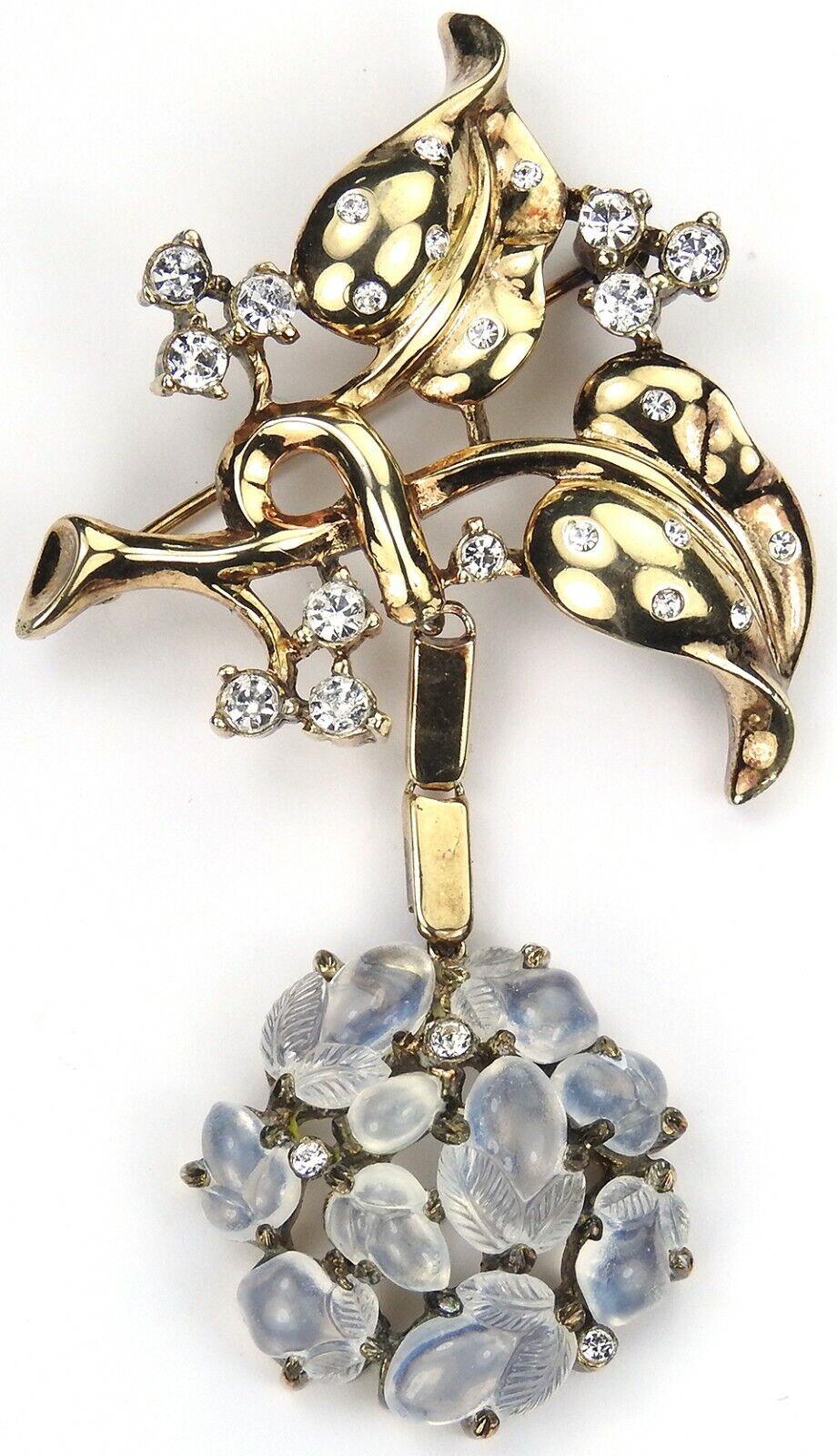 Trifari Philippe Moonstone Fruit Salad Apple Pendant from a Spangled Branch  Pin