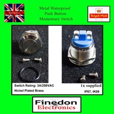 Metal 19mm Round Waterproof Push Button Momentary Switch 250V 3A Flush Button