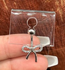 14 Gage Bow Tie Belly Button Ring Stainless Steel Cubic Zirconia