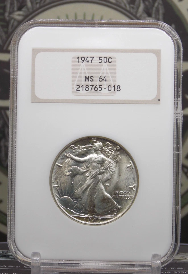 1947 "P" Walking Liberty Half Dollar 50c NGC MS64 #018 BU Old FATTY ECC&C, Inc. - Image 3 of 4