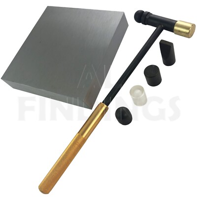 Massiver Stahl Doming Bank Block Amboss 100 x 100 x 20 mm 6 Stück Hammer Roségold Werkzeug