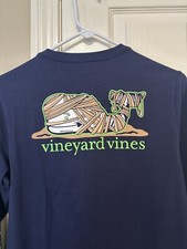 Vineyard Vines Boy's Mummy Glow Whale Long Sleeve Blue T-Shirt Large 16 NWT