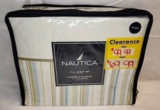 Brand New Nautica Full sheet set blue green brown striped RETIRED palm harbor