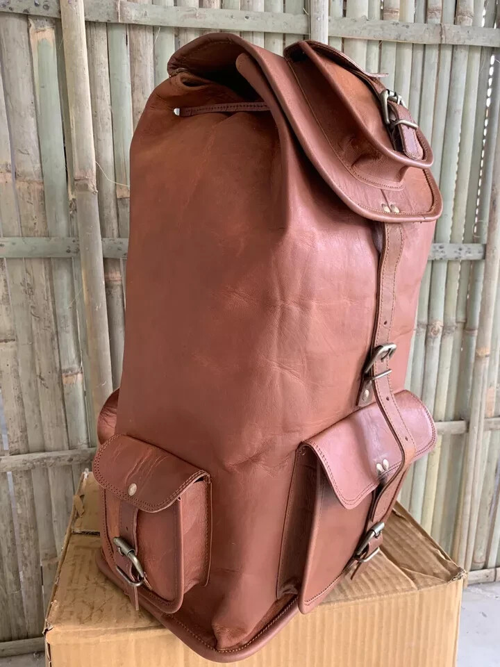 boho leather backpack Hand Crafted Moroccan Boho Leather Backpack