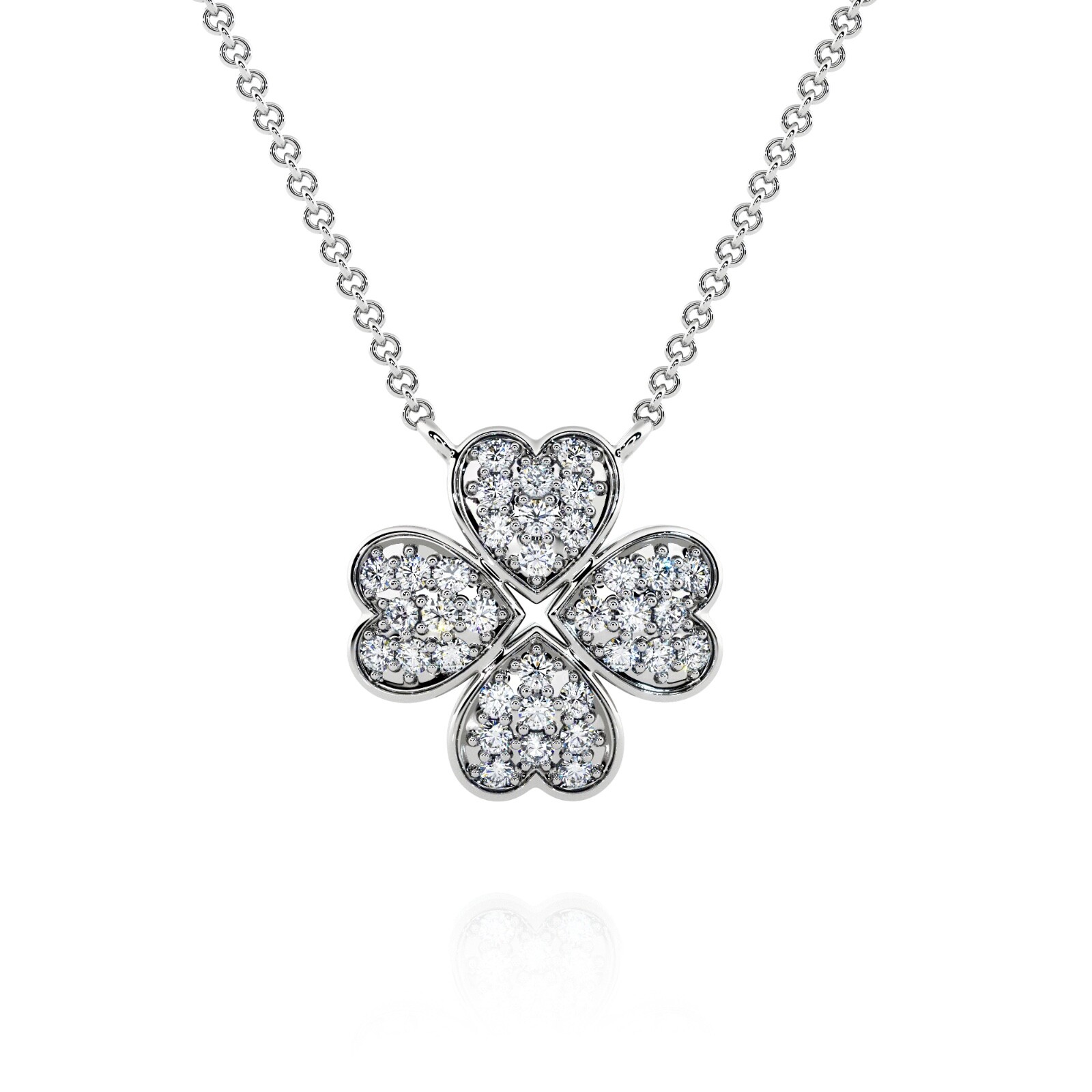 14K Gold Diamond Clover Necklace for Women-image