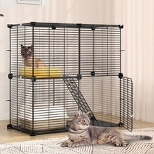 Out/Indoor Cat Cage 2 Tier Kitten Cage House Cat Enclosure Small Animal Playpen