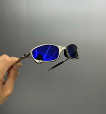 Vintage Oakley Juliet 1.0 X-Metal Polarized Sunglasses Blue Lens Silver Frames